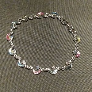 Vintage Rainbow stoned Moon and Stars bracelet